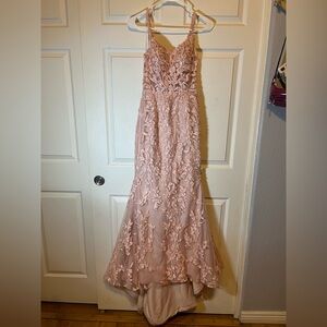 Morilee Elegant Pink Lace Prom Dress